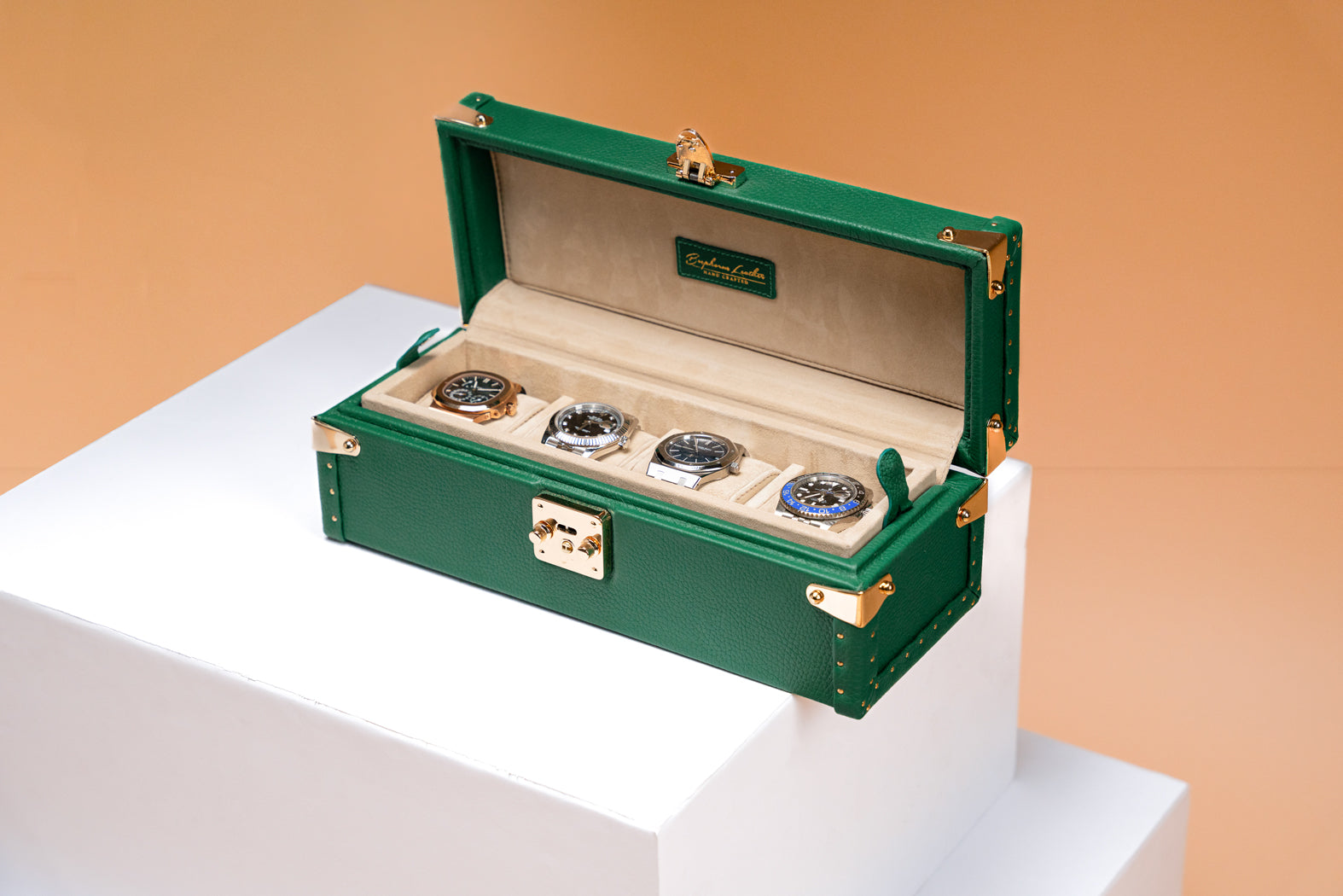 Petra Watch Case - Togo Christmas Green For 4 Watches