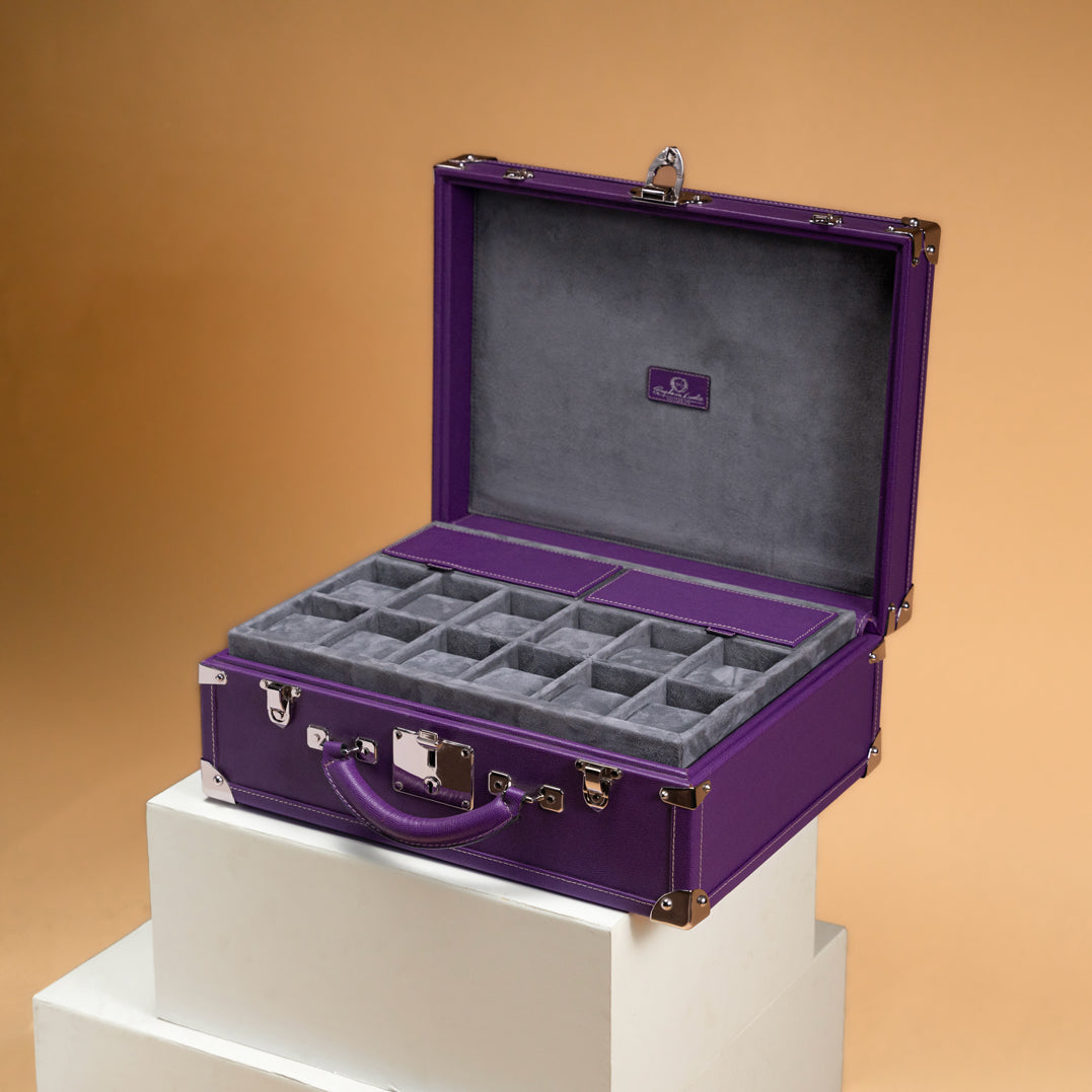 Watch Trunk - Saffiano Purple for 30 Watches