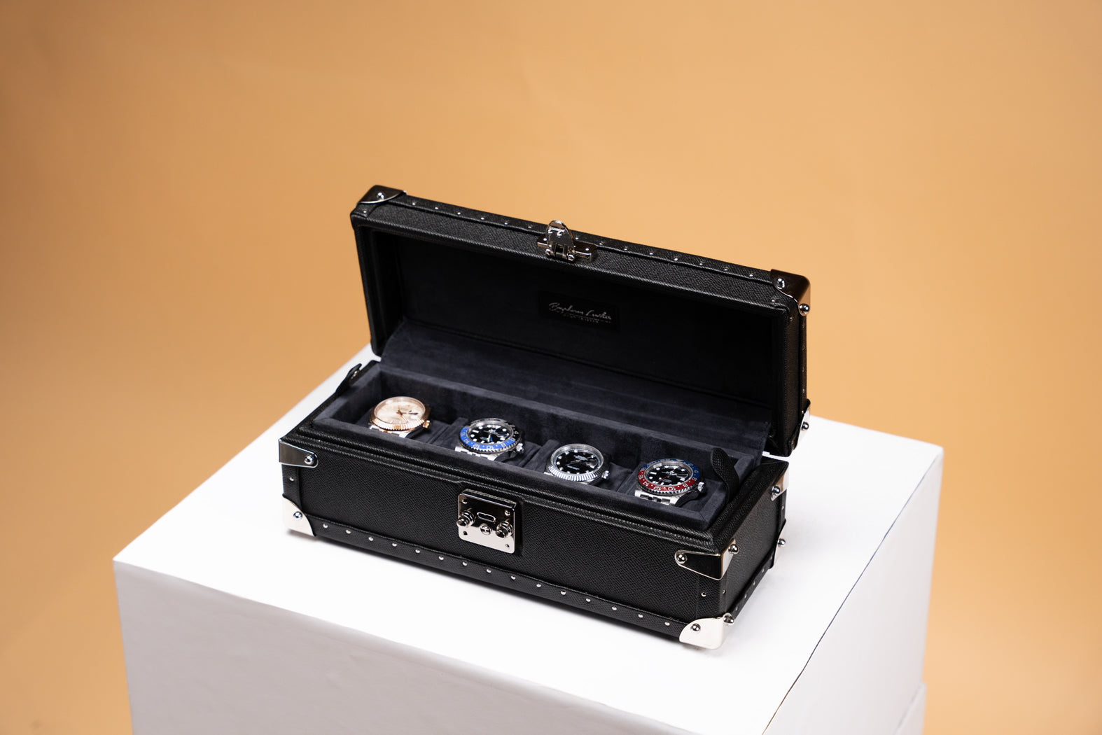 Petra Watch Case - Saffiano Black For 4 Watches