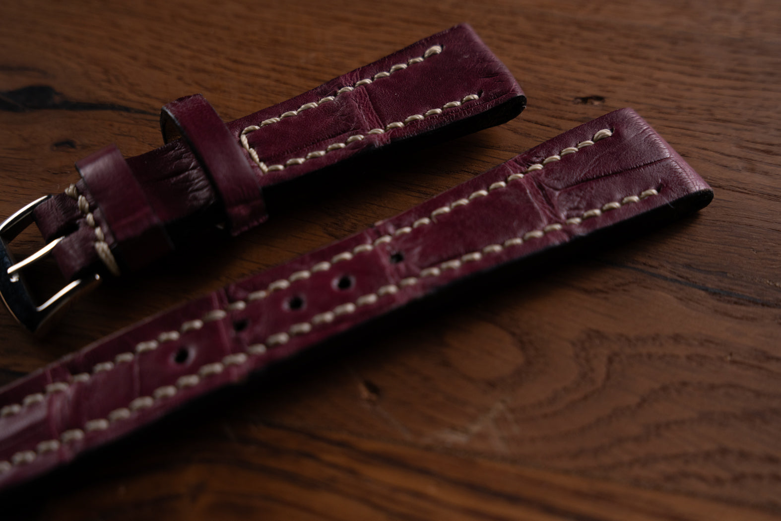 Alligator Watch Strap - Rouge - In Stock!