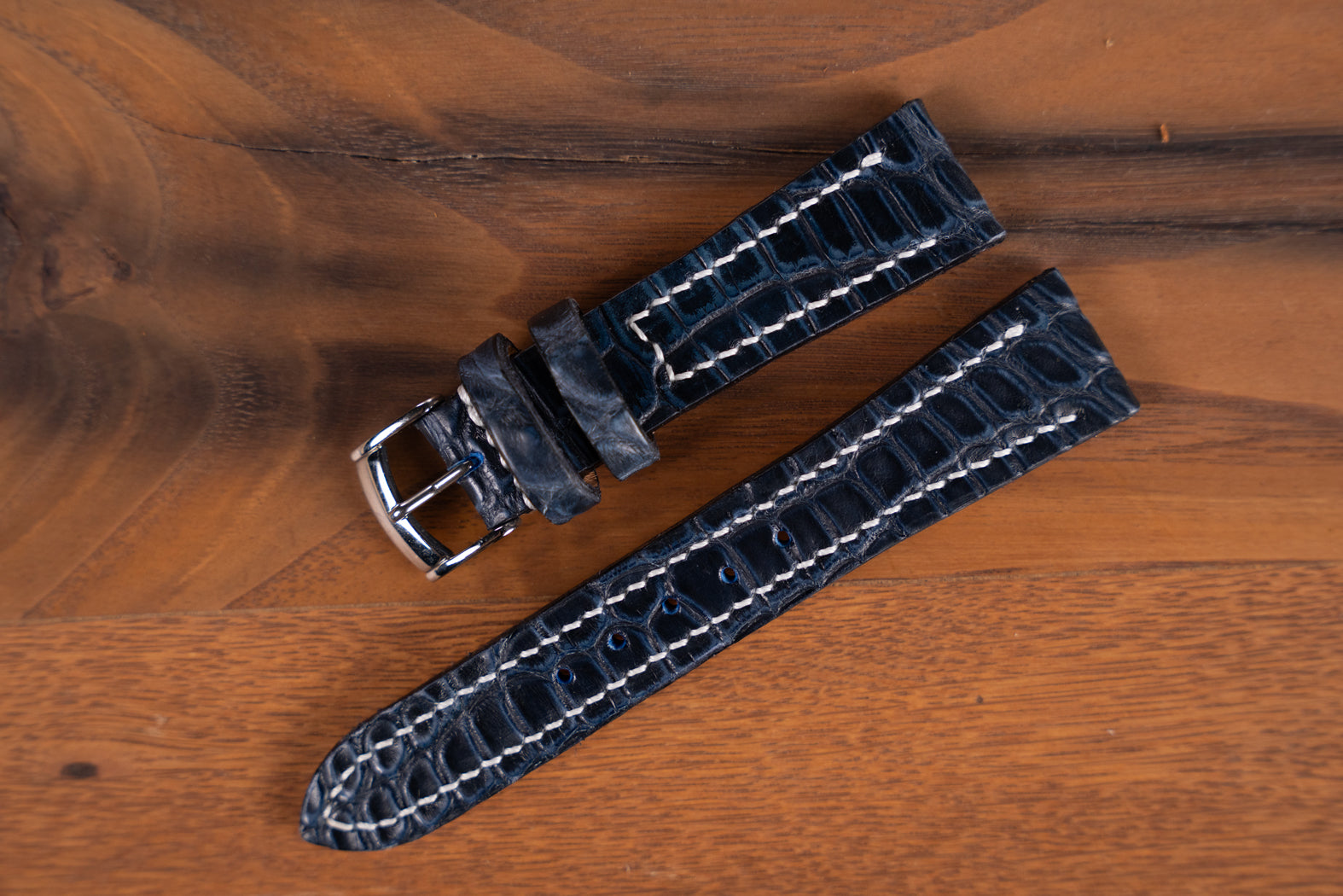 Alligator Watch Strap - Dark Blue 03 - In Stock!