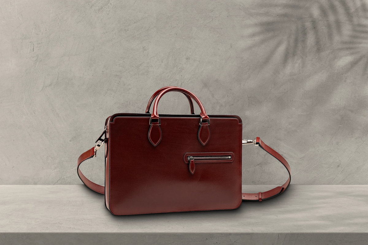 Bosphorus LeatherBriefcase - Box Calf Burgundy