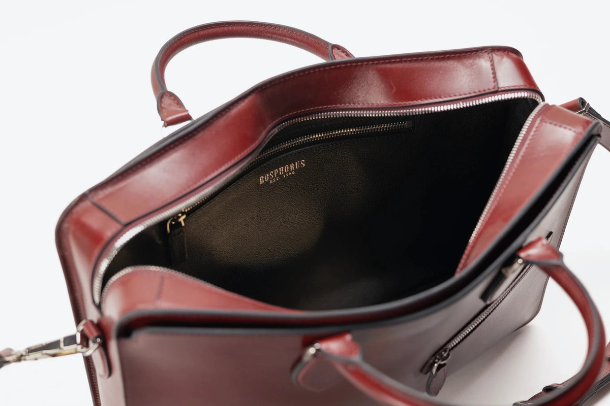 Bosphorus LeatherBriefcase - Box Calf Burgundy