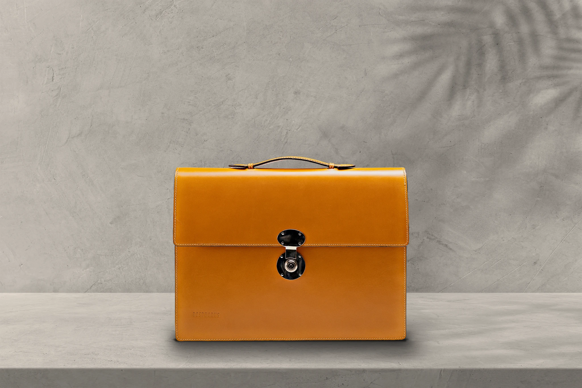 Bosphorus LeatherBriefcase - Box Calf Mustard