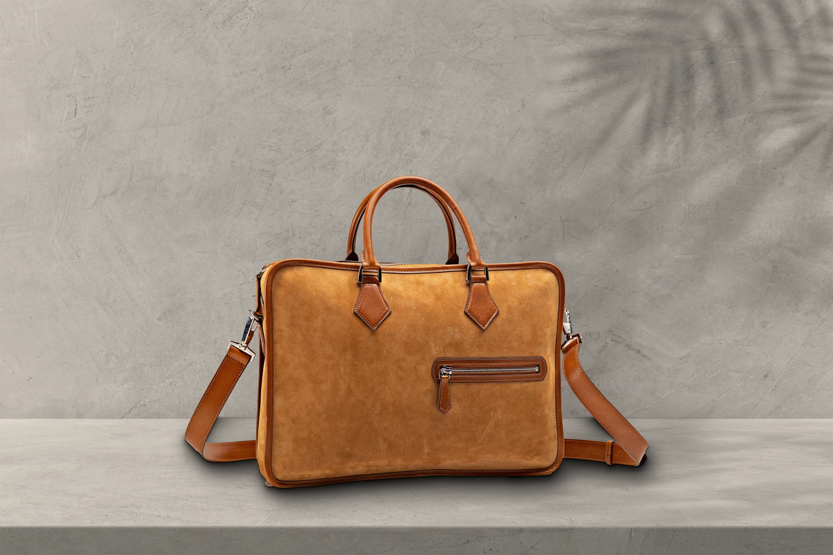 Bosphorus LeatherBriefcase - Nubuck Camel