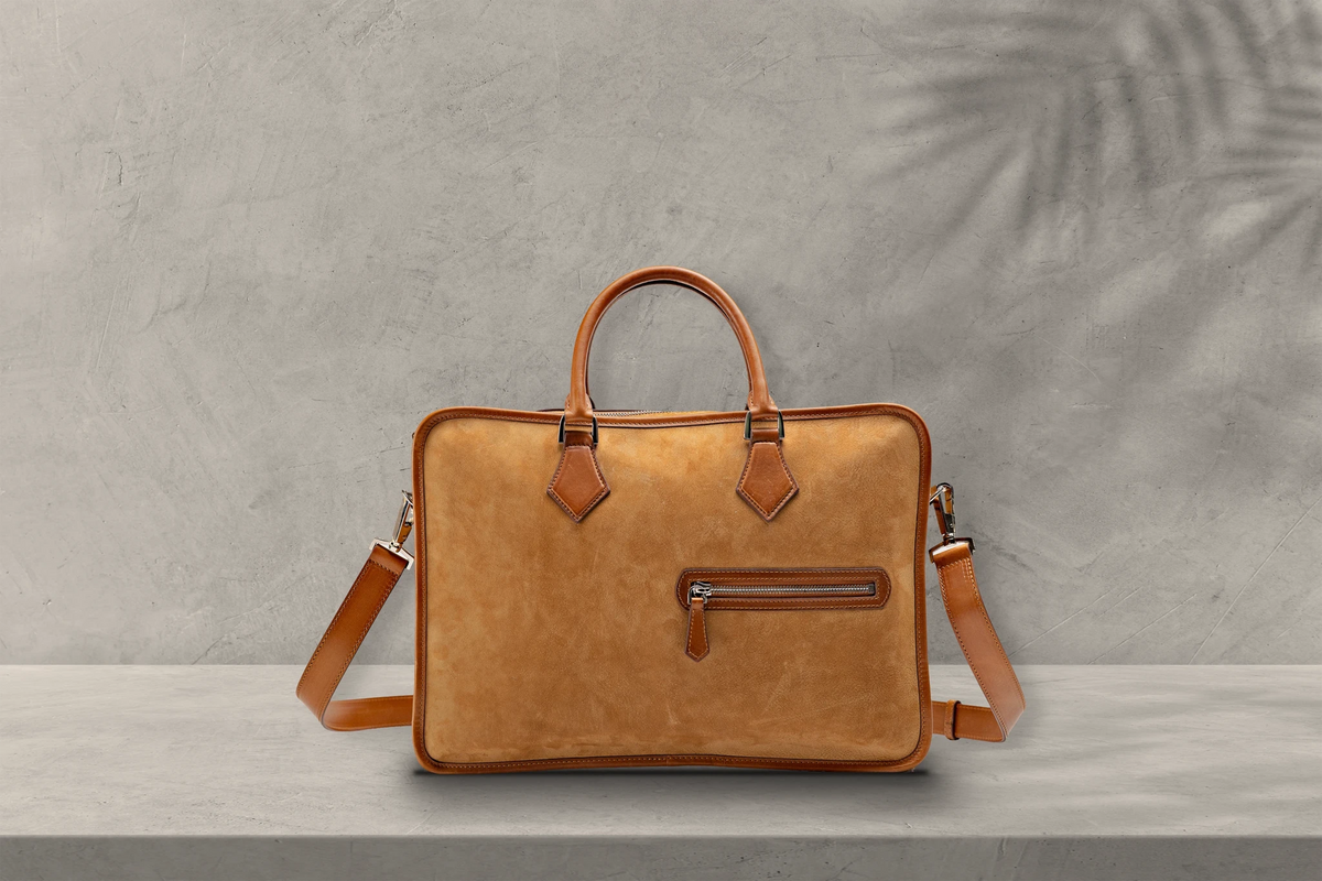 Bosphorus LeatherBriefcase - Nubuck Camel
