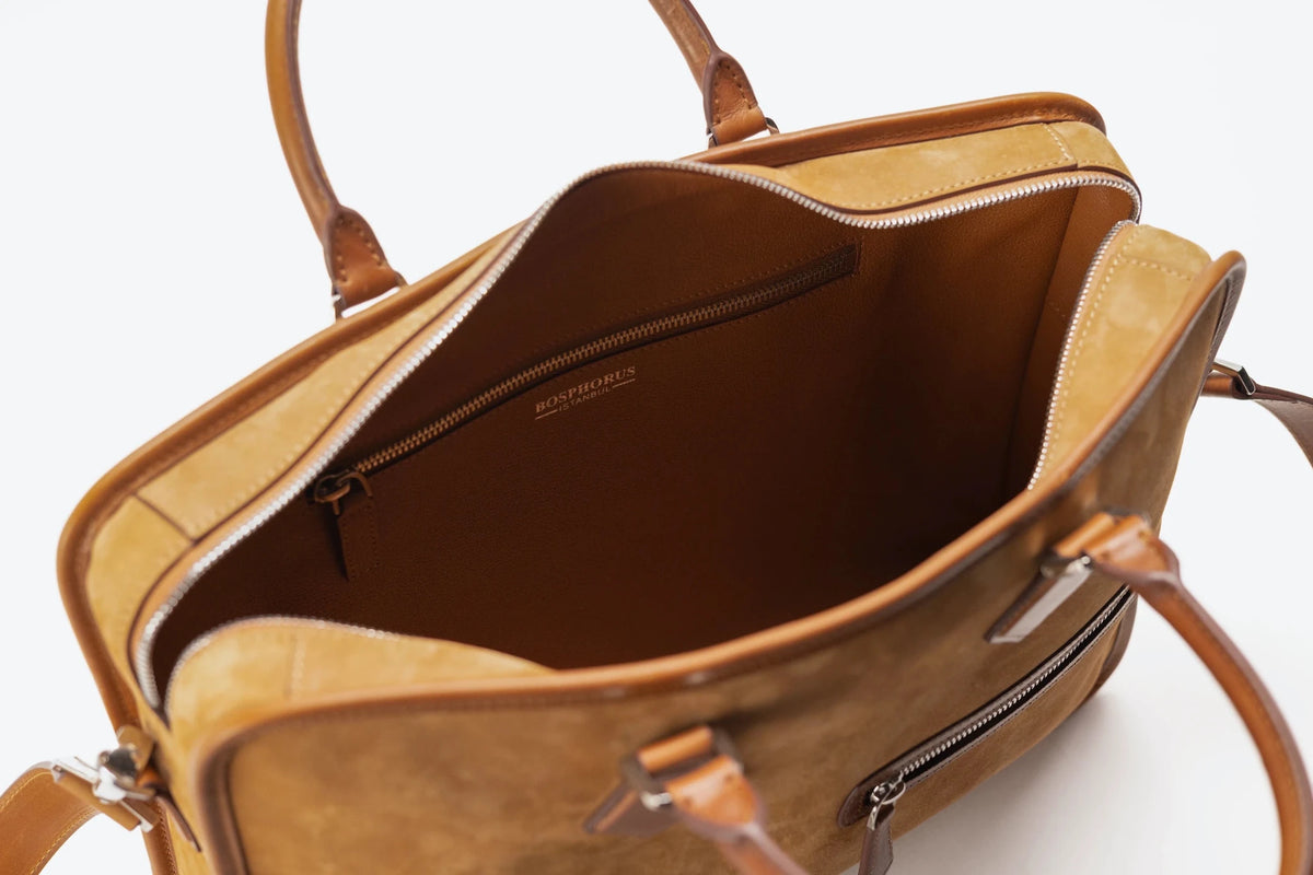 Bosphorus LeatherBriefcase - Nubuck Camel