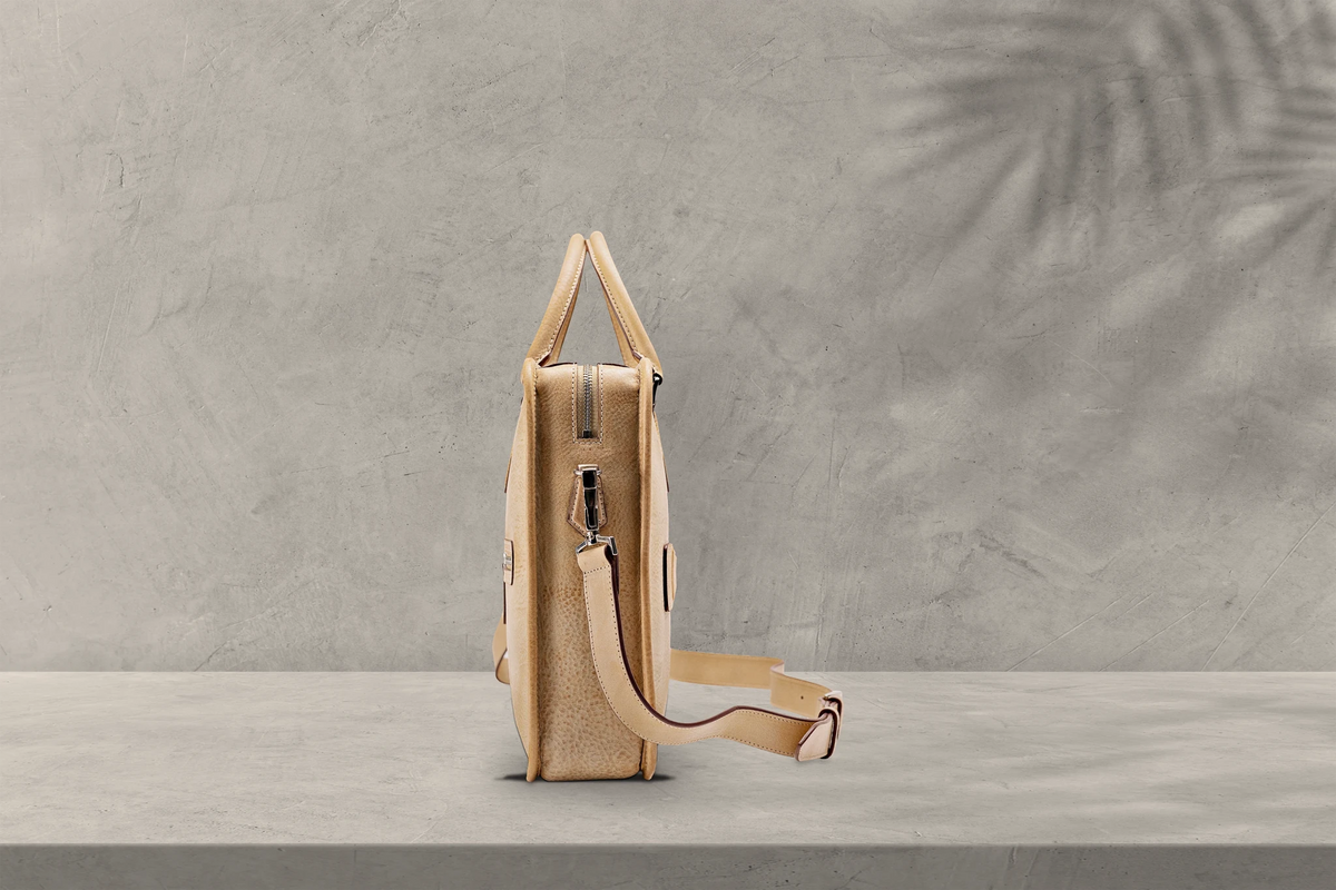 Bosphorus LeatherBriefcase - Nubuck Cream