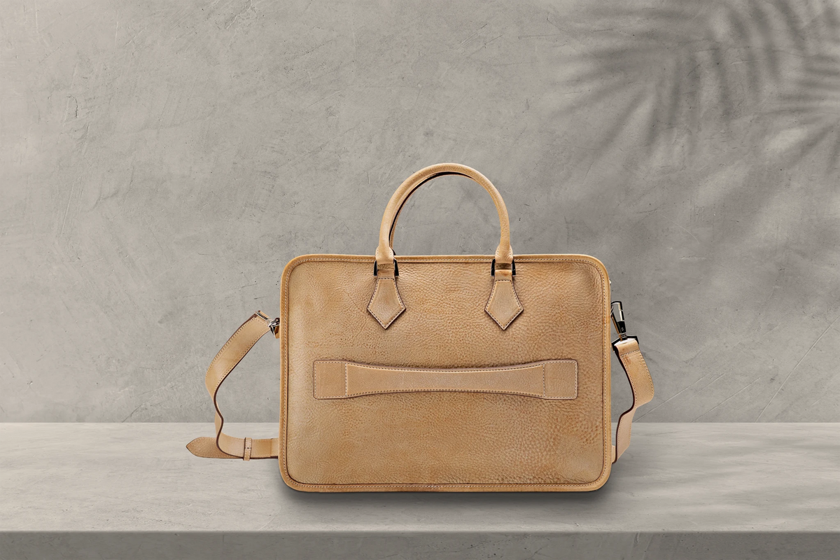 Bosphorus LeatherBriefcase - Nubuck Cream