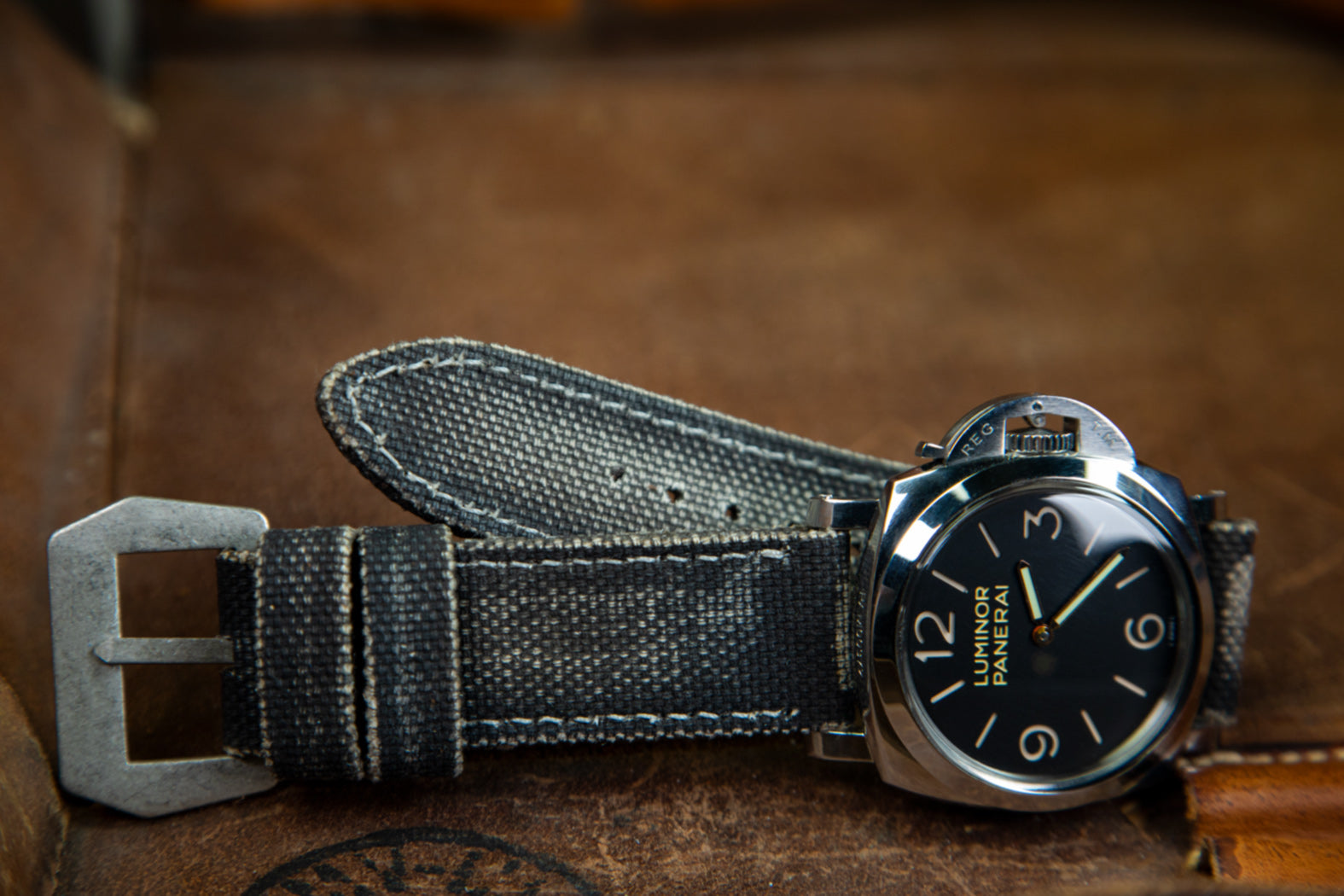 Bosphorus Watch Strap - Rolled Canvas Charcoal Black
