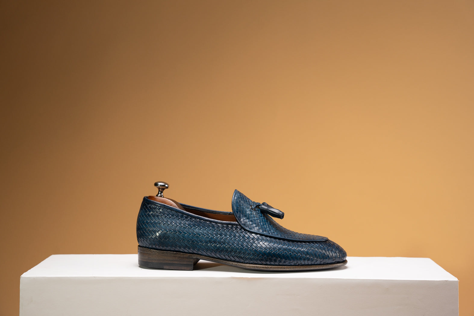 BOSPHORUS LEATHER LOAFER - WOVEN BLUE
