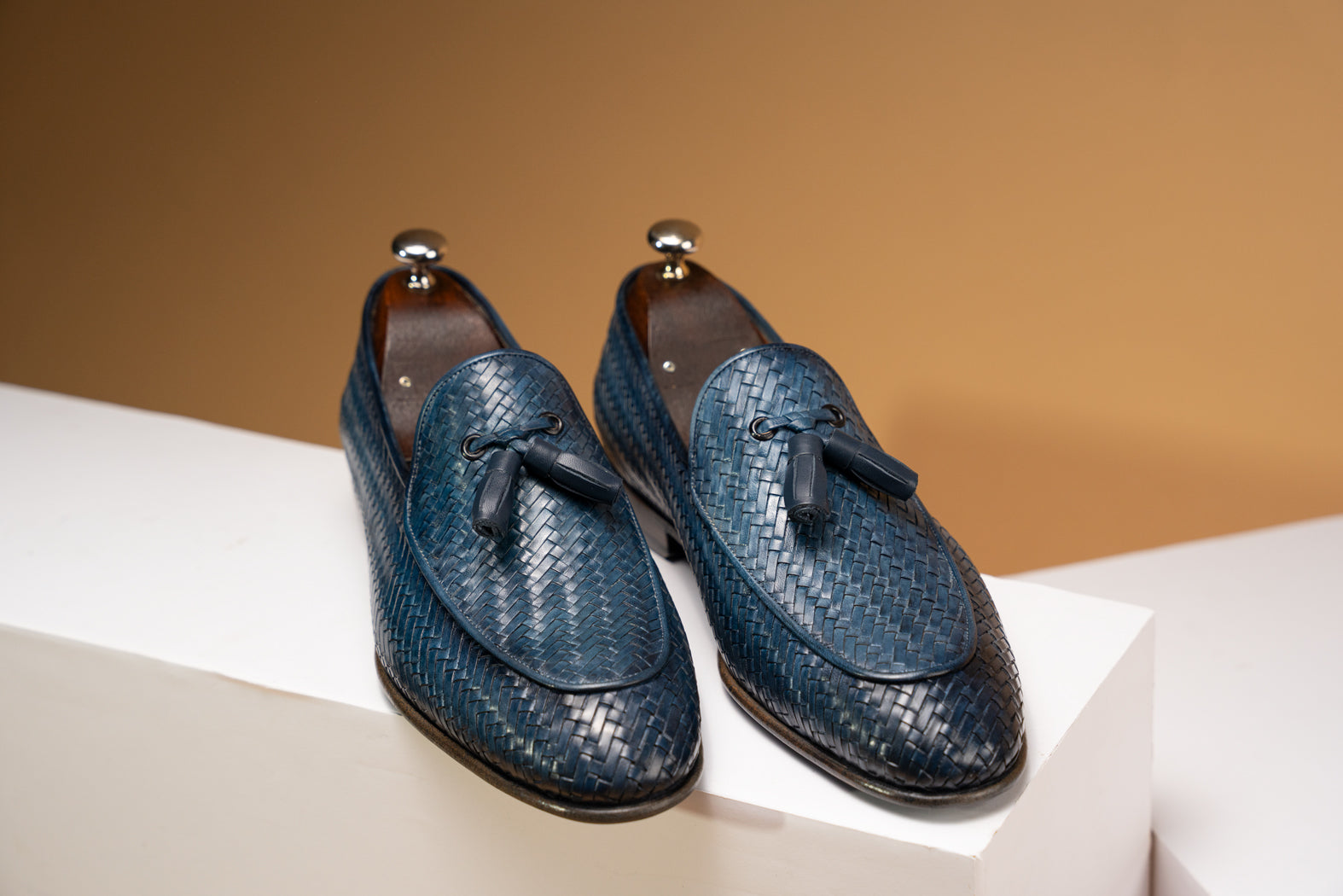 BOSPHORUS LEATHER LOAFER - WOVEN BLUE
