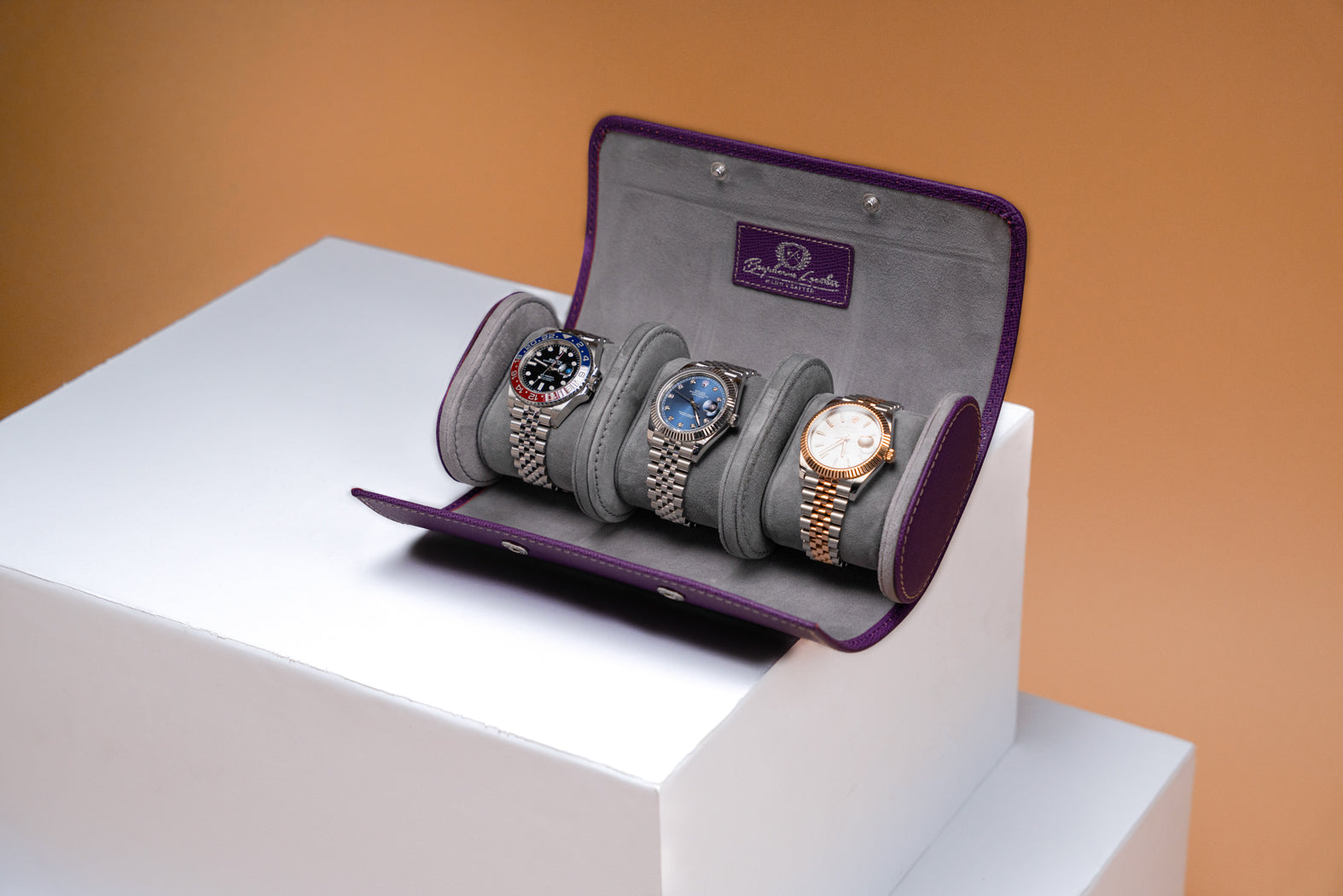Galata Watch Roll - Saffiano Purple For 3 Watches
