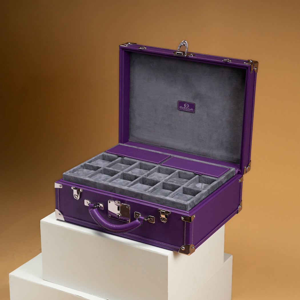 Watch Trunk - Saffiano Purple for 30 Watches