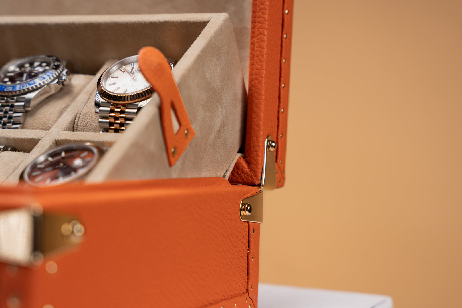 Petra Watch Case - Togo Orange For 8 Watches