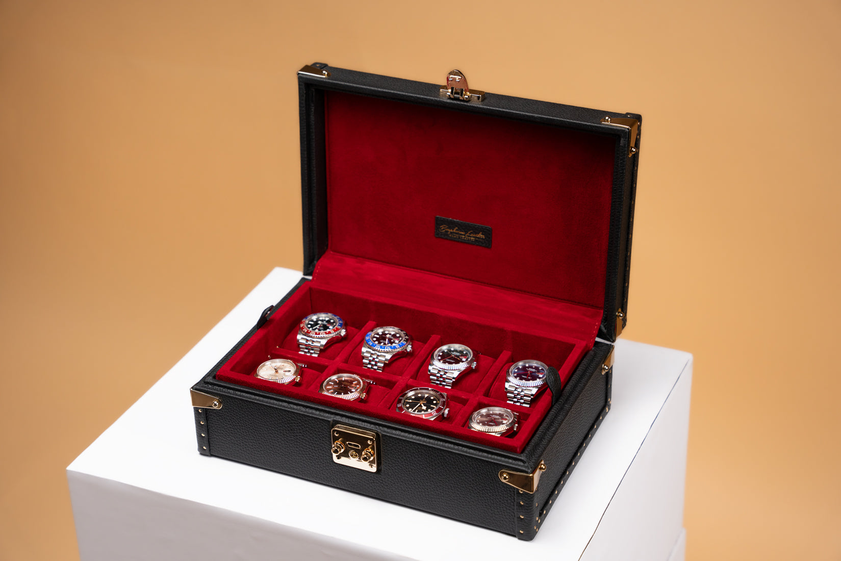 Petra Watch Case - Togo Black For 8 Watches