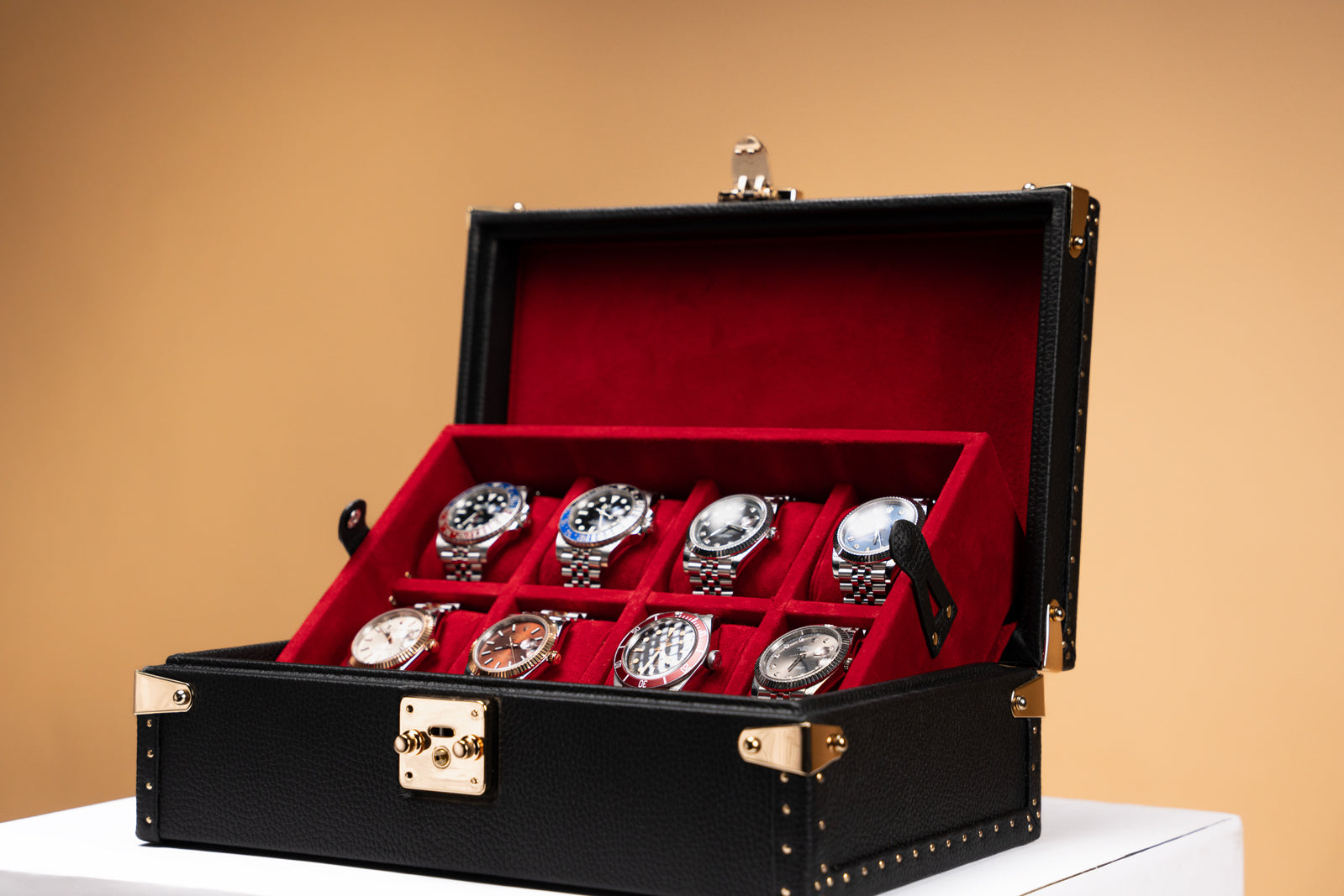 Petra Watch Case - Togo Black For 8 Watches