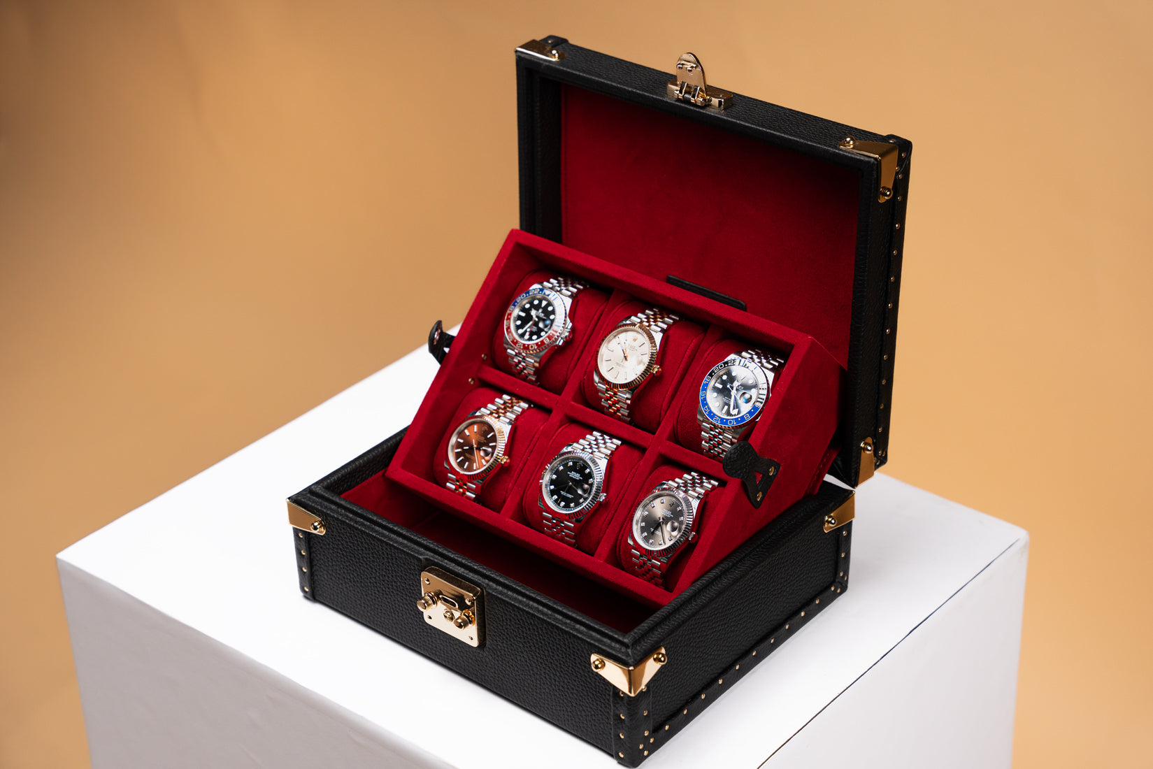 Petra Watch Case - Togo Black For 6 Watches