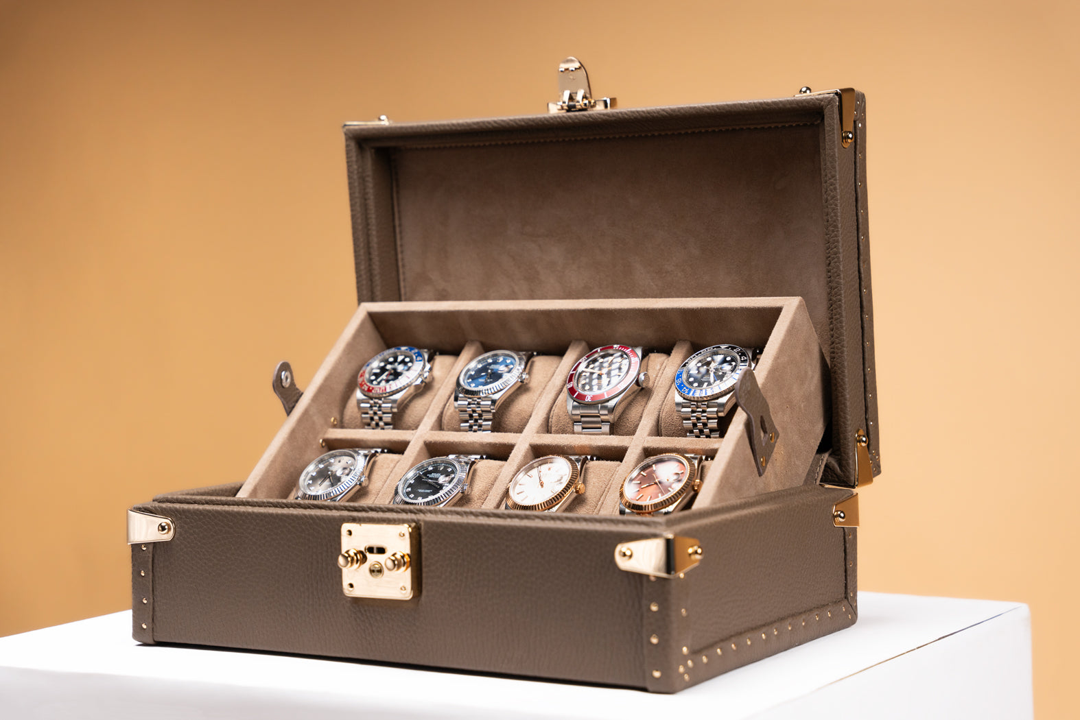 Petra Watch Case - Togo Beige For 8 Watches