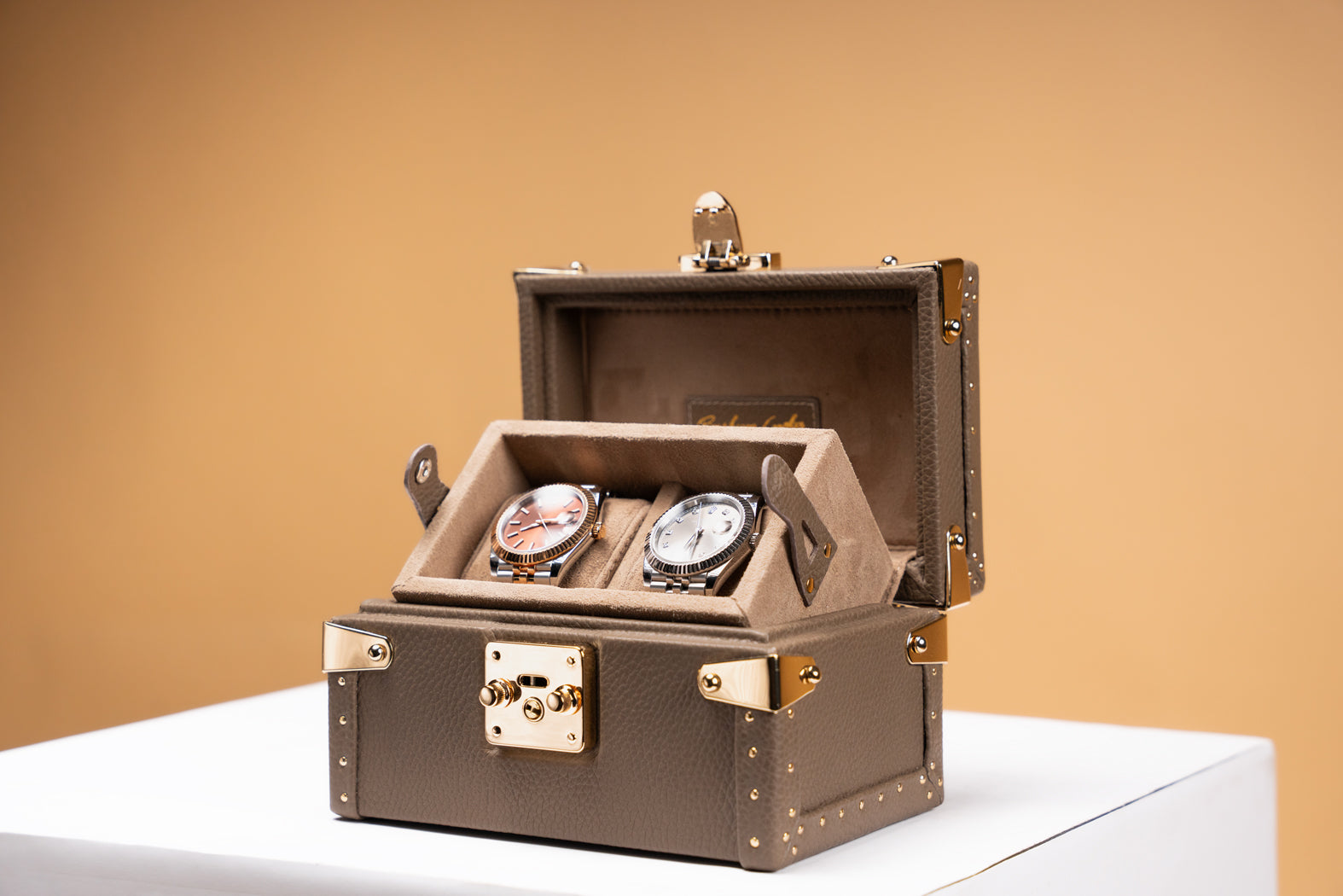 Petra Watch Case - Togo Beige For 2 Watches