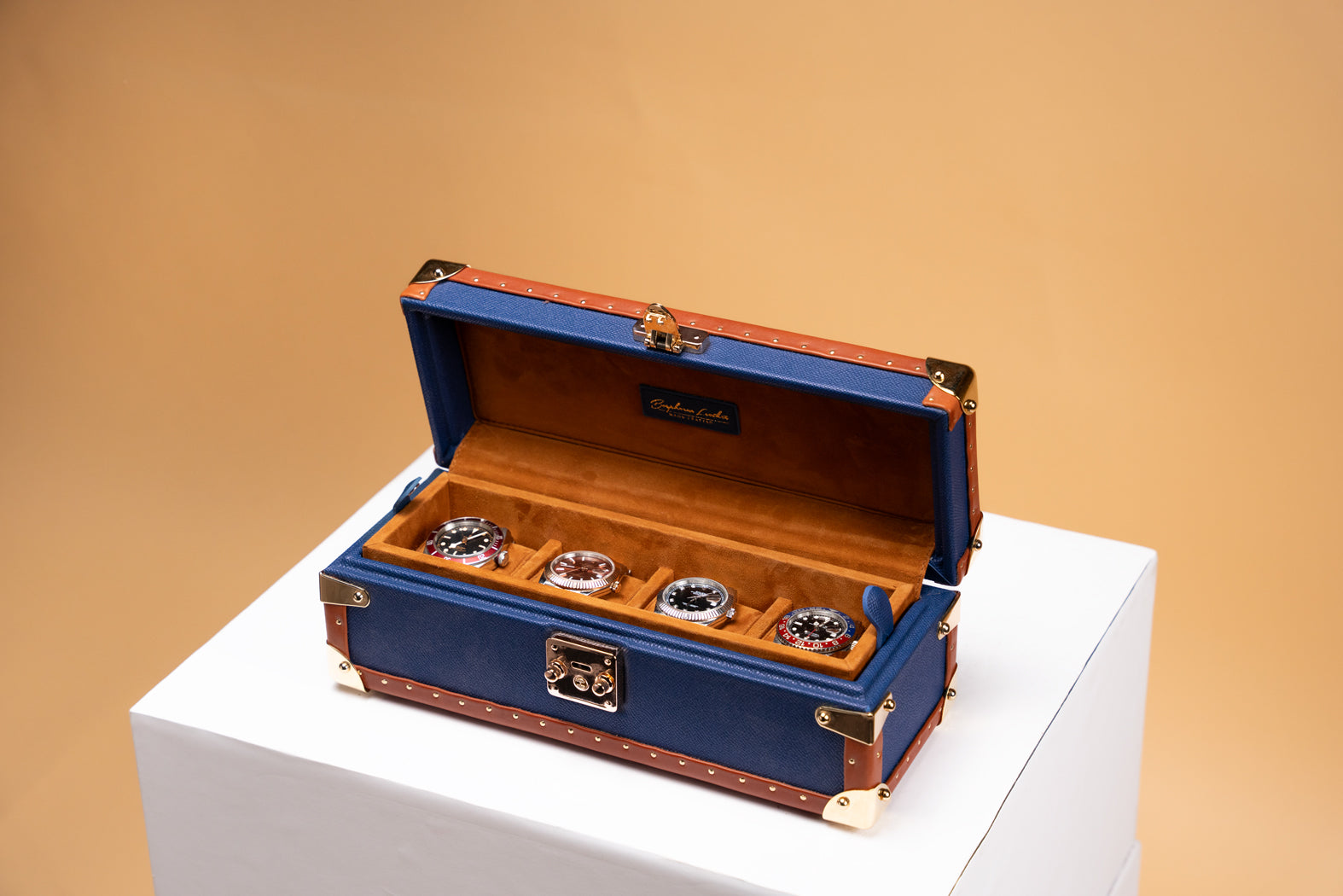 Petra Watch Case - Saffiano Navy Blue For 4 Watches