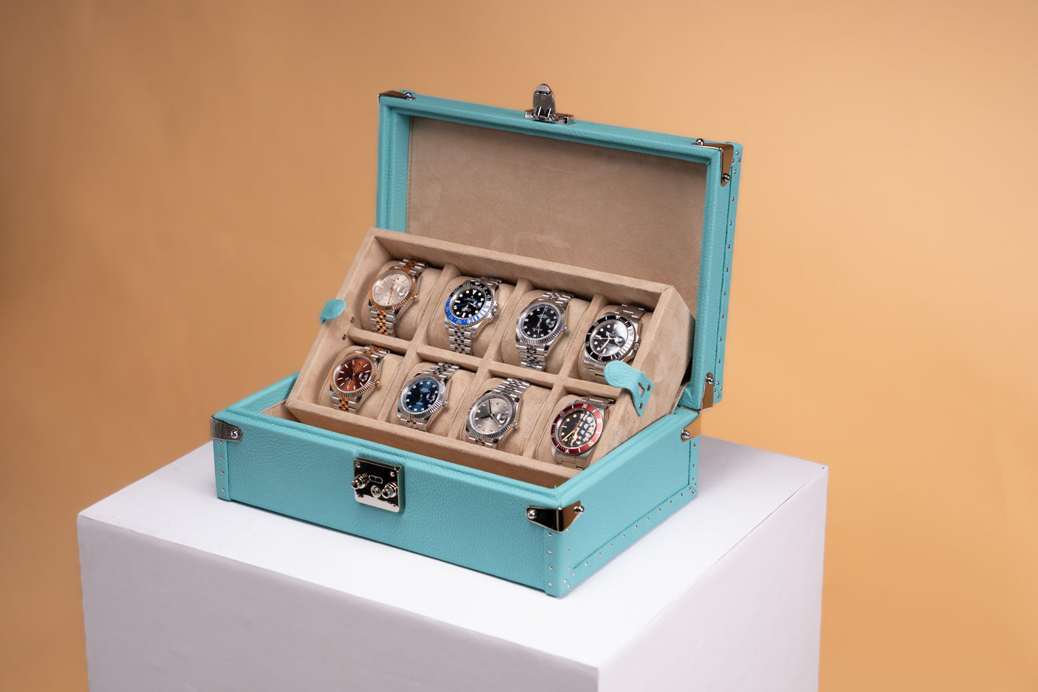 Petra Watch Case - Togo Tiffany Blue For 8 Watches