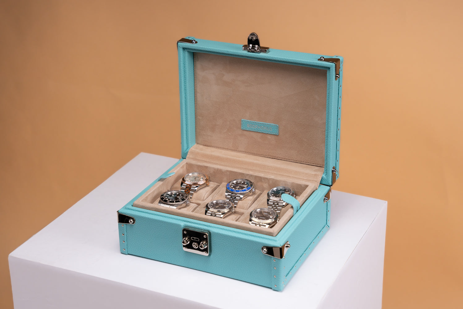 Petra Watch Case - Togo Tiffany Blue For 6 Watches