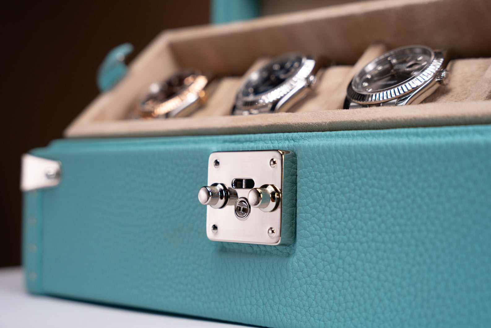 Petra Watch Case - Togo Tiffany Blue For 4 Watches