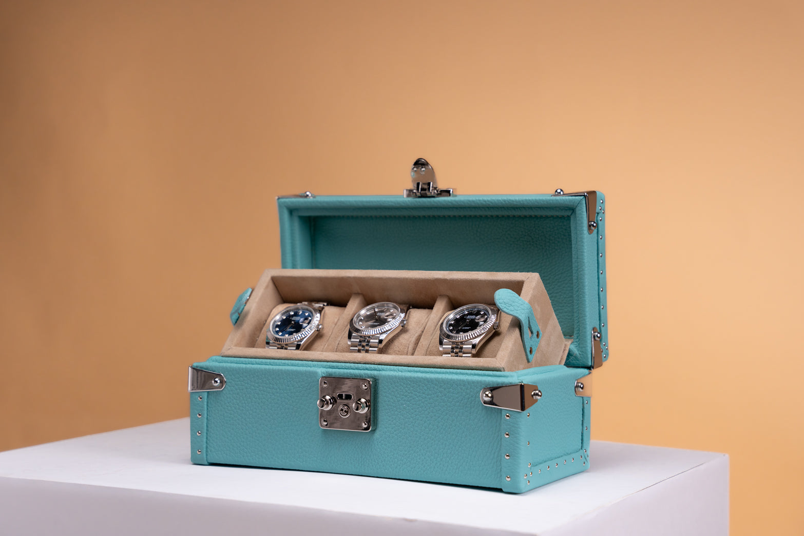 Petra Watch Case - Togo Tiffany Blue For 3 Watches