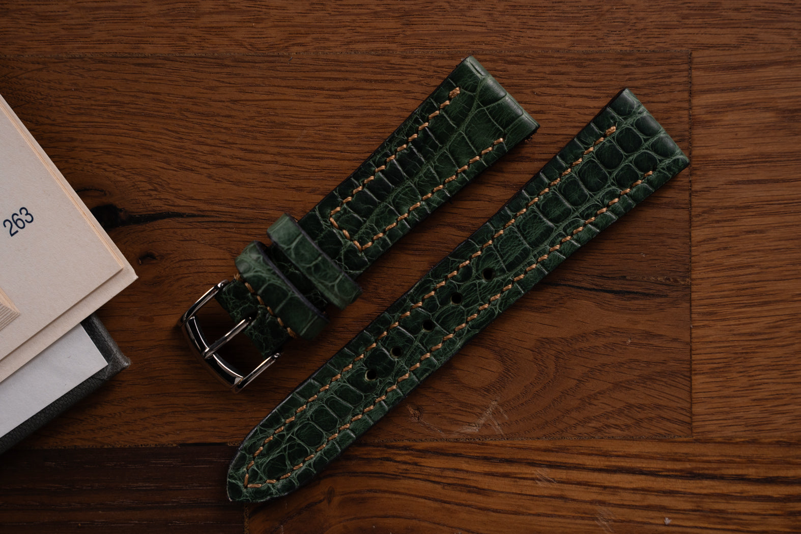 Alligator Watch Strap - Dark Green 02 - In Stock!