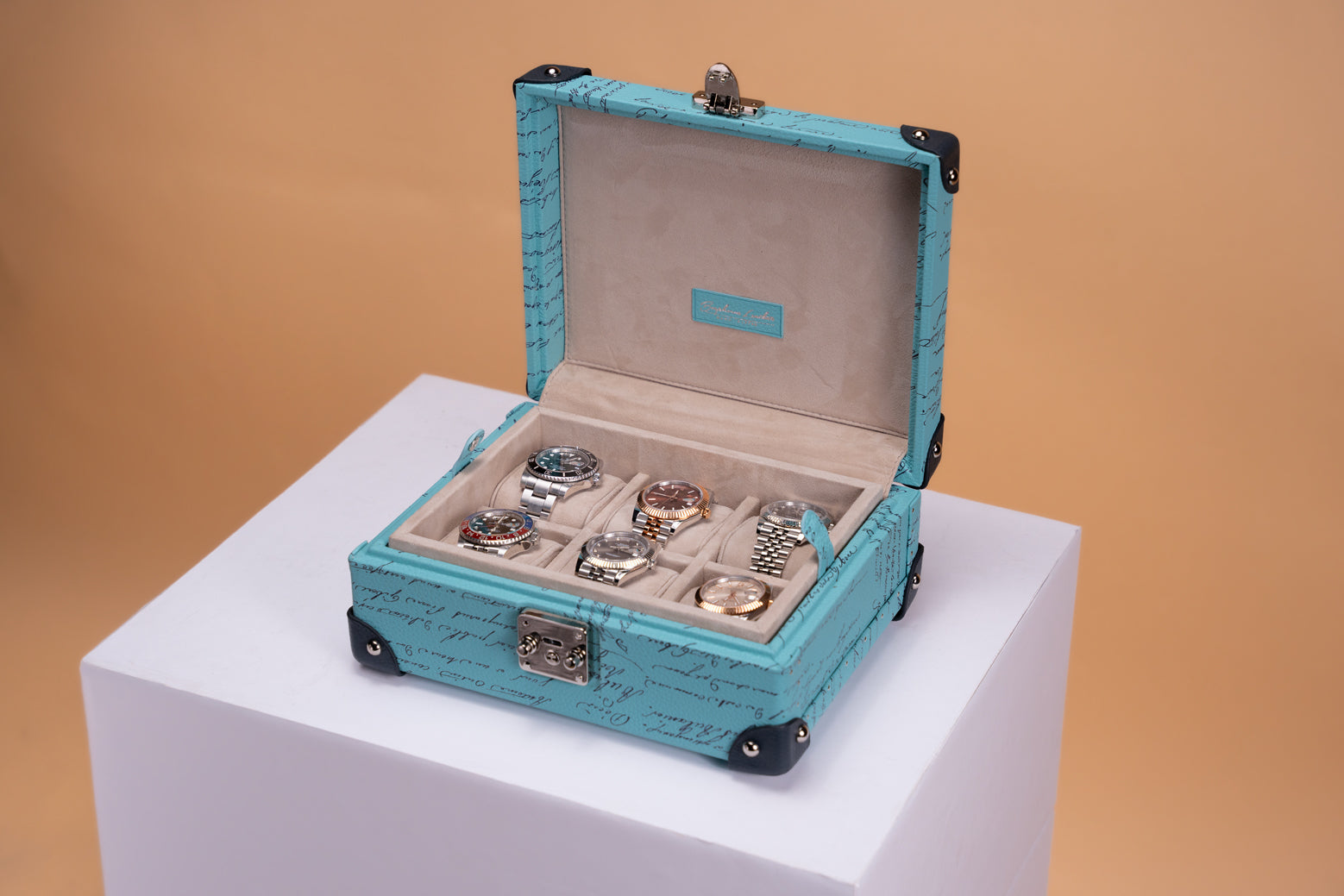 Maya Watch Case - Togo Parchment Tiffany Blue For 8 Watches
