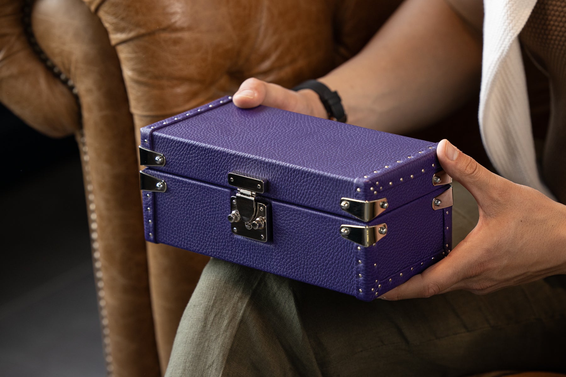 Petra Watch Case - Togo Purple For 3 Watches