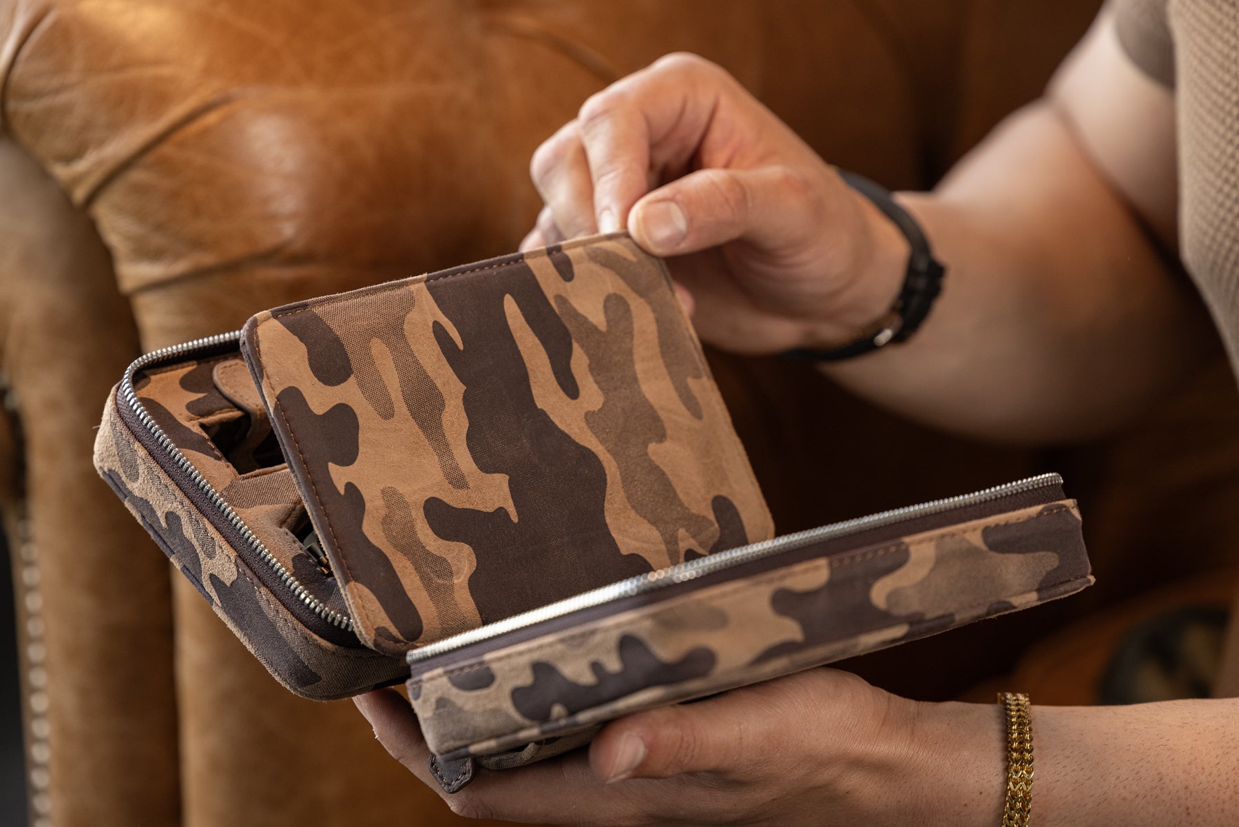 Zipper Watch Case - Camouflage Sand For 4 Watches
