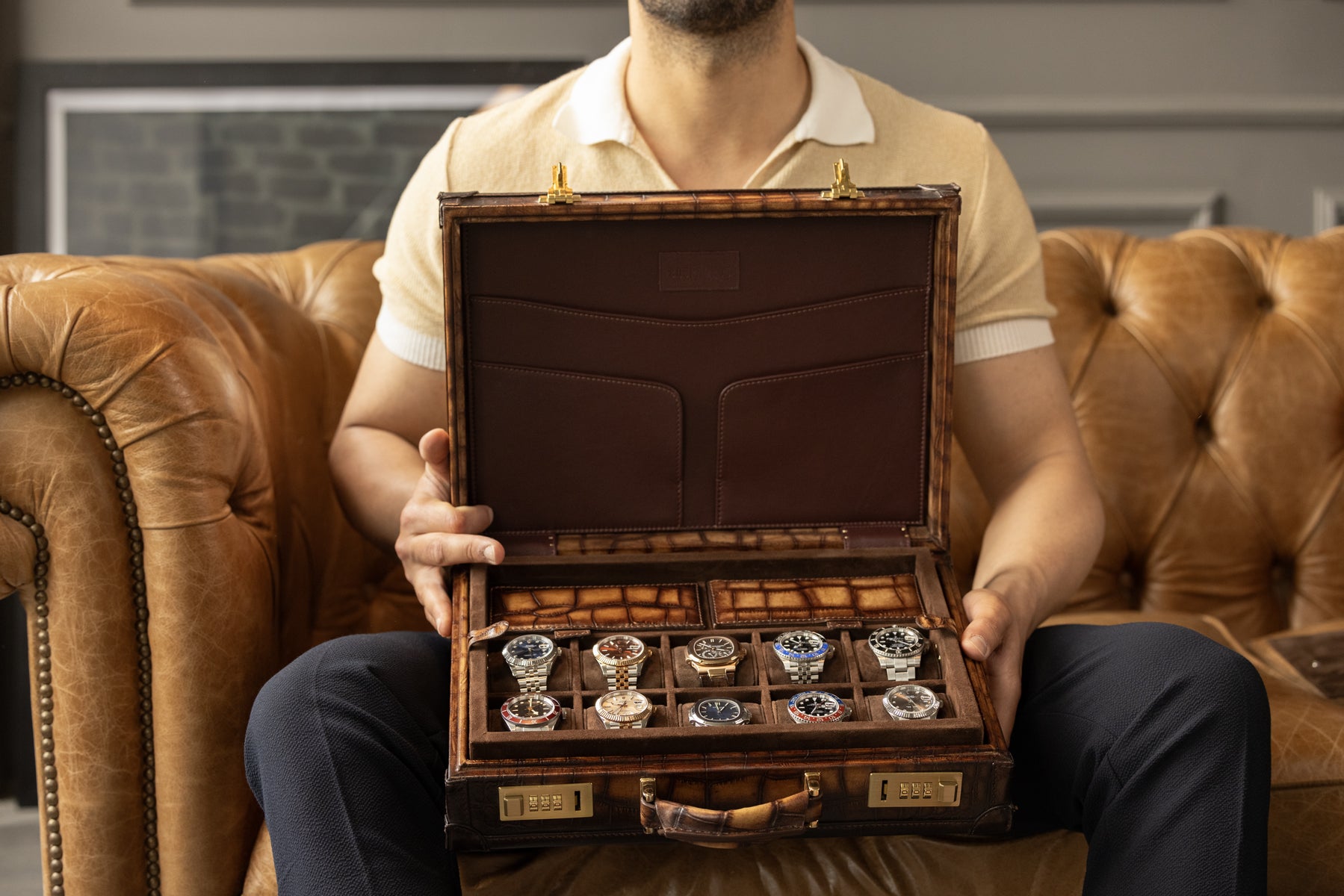 Watch Collector Case - CP Patina Brown For 10 Watches