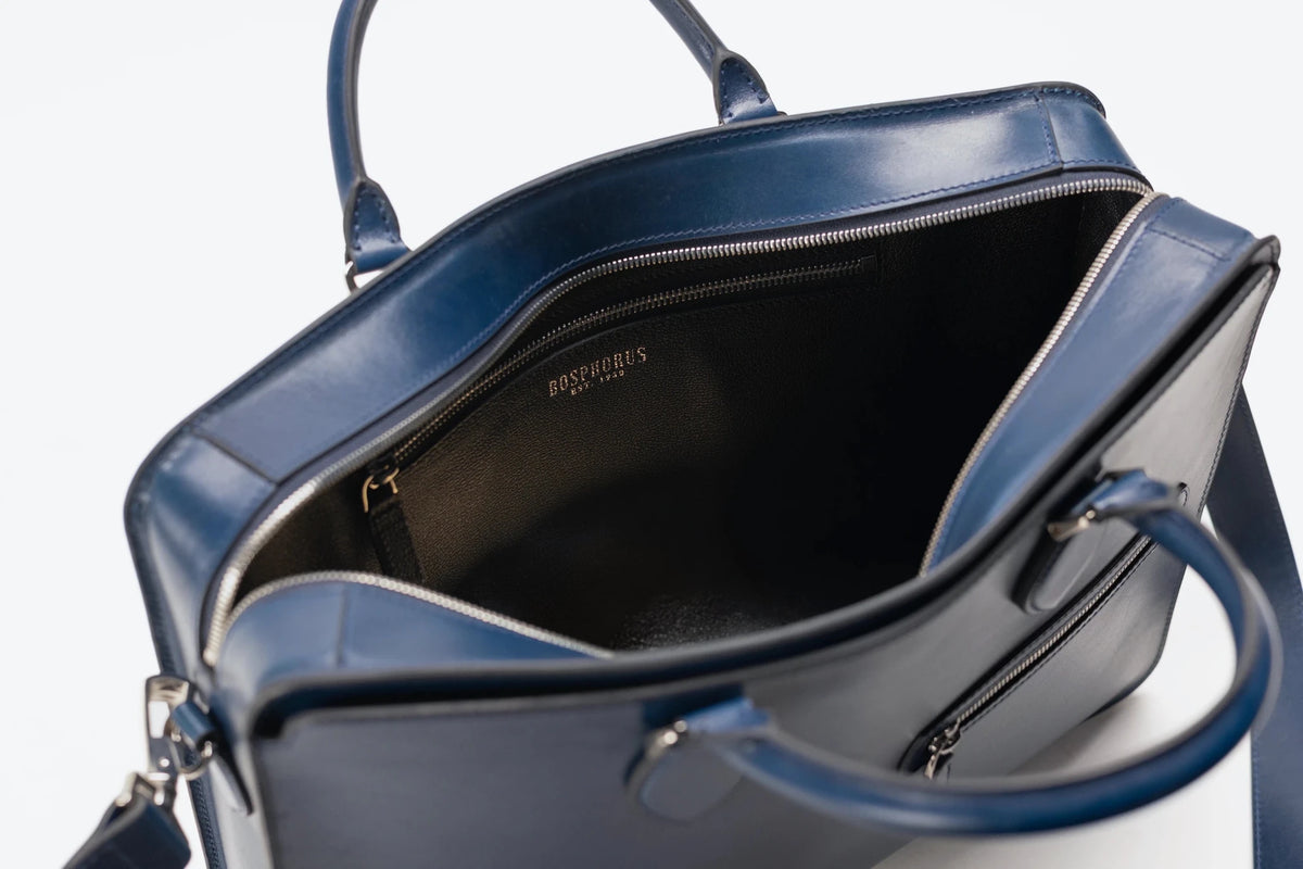 Bosphorus LeatherBriefcase - Box Calf Blue