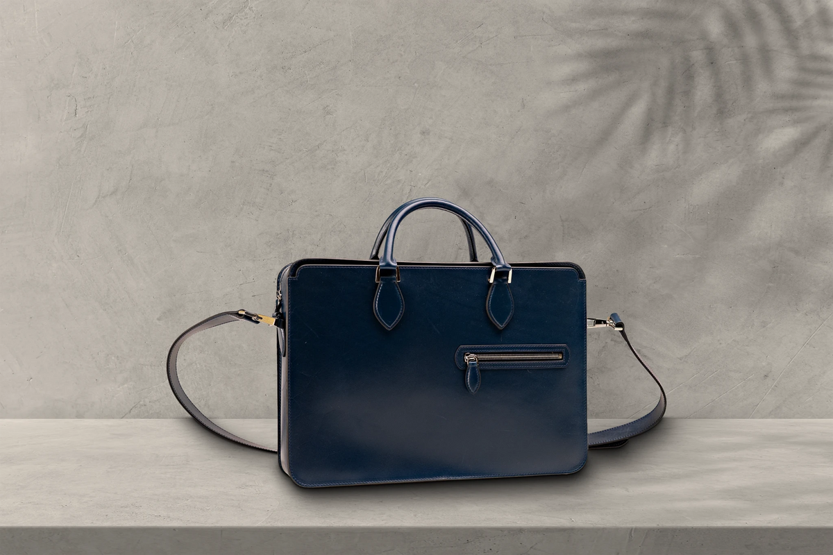 Bosphorus LeatherBriefcase - Box Calf Blue