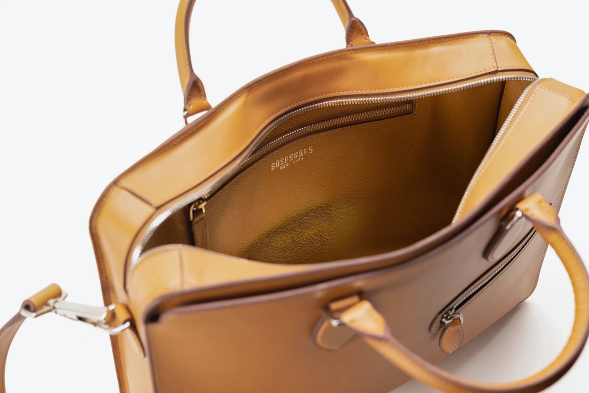 Bosphorus LeatherBriefcase - Box Calf Mustard