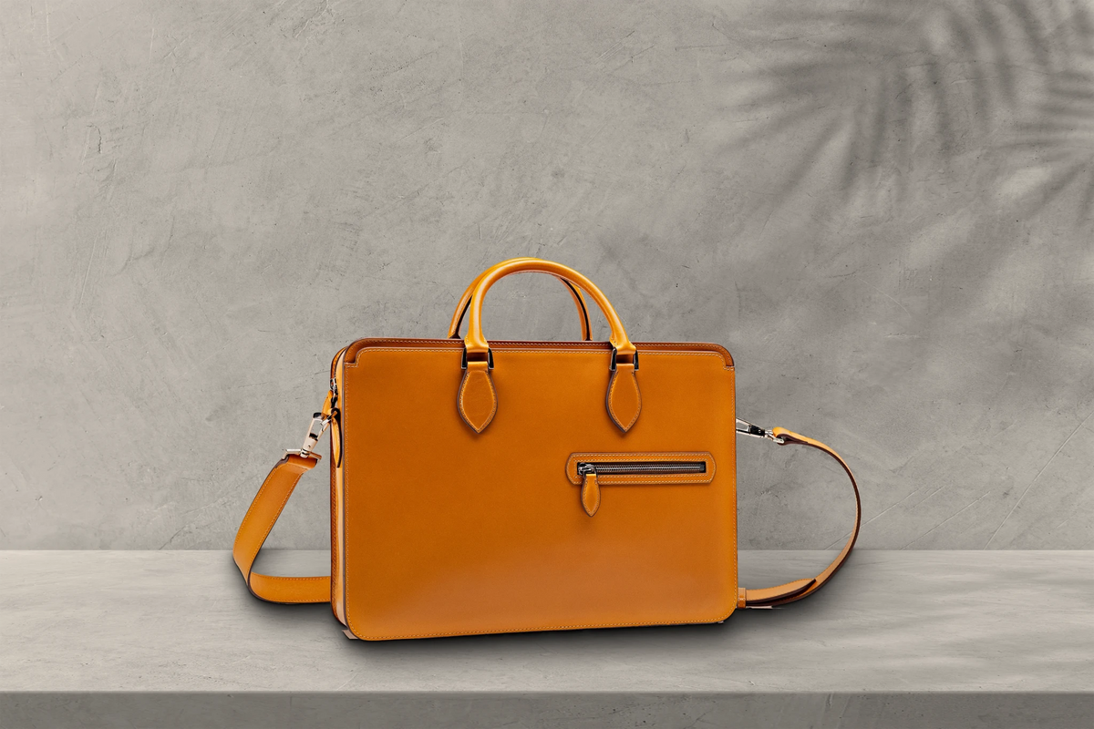 Bosphorus LeatherBriefcase - Box Calf Mustard