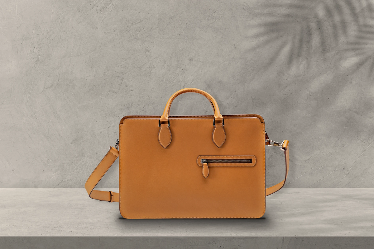 Bosphorus LeatherBriefcase - Box Calf Mustard