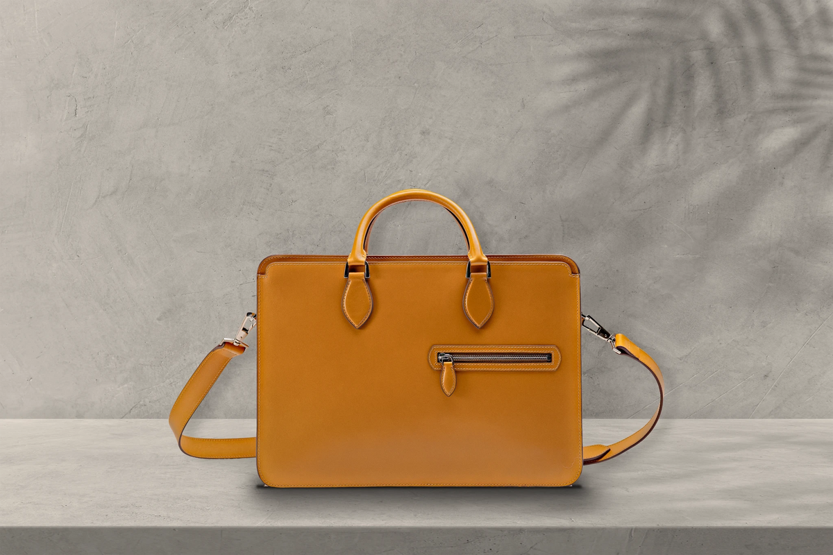 Bosphorus LeatherBriefcase - Box Calf Mustard