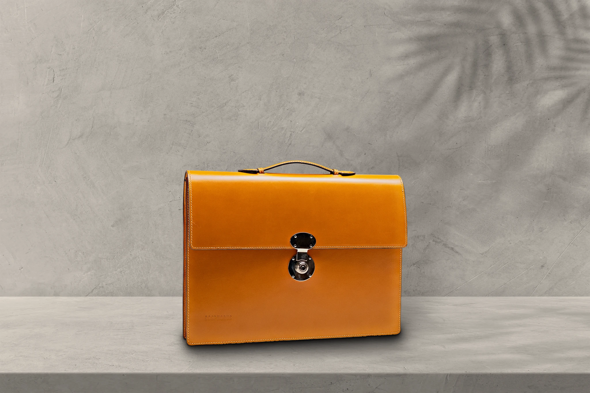 Bosphorus LeatherBriefcase - Box Calf Mustard