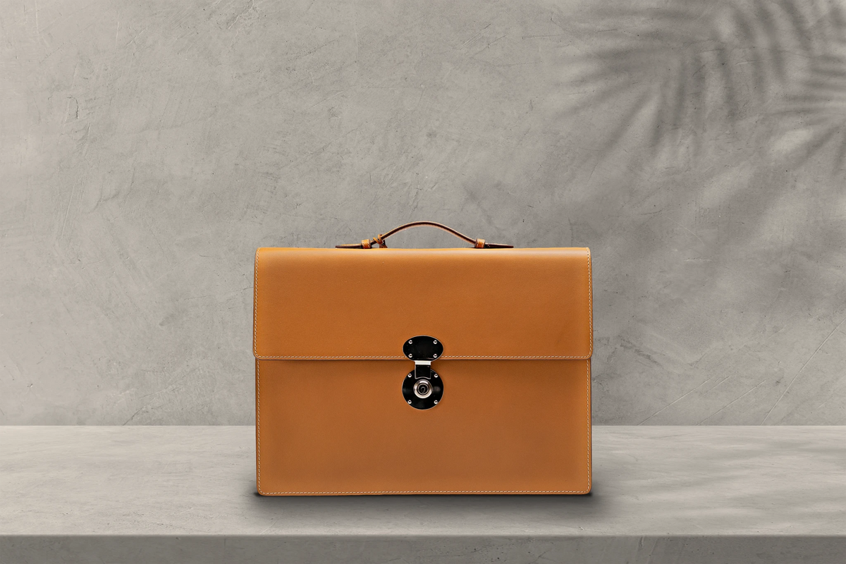 Bosphorus LeatherBriefcase - Box Calf Mustard