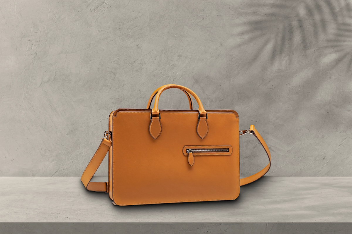 Bosphorus LeatherBriefcase - Box Calf Mustard