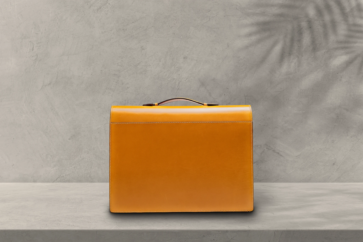 Bosphorus LeatherBriefcase - Box Calf Mustard