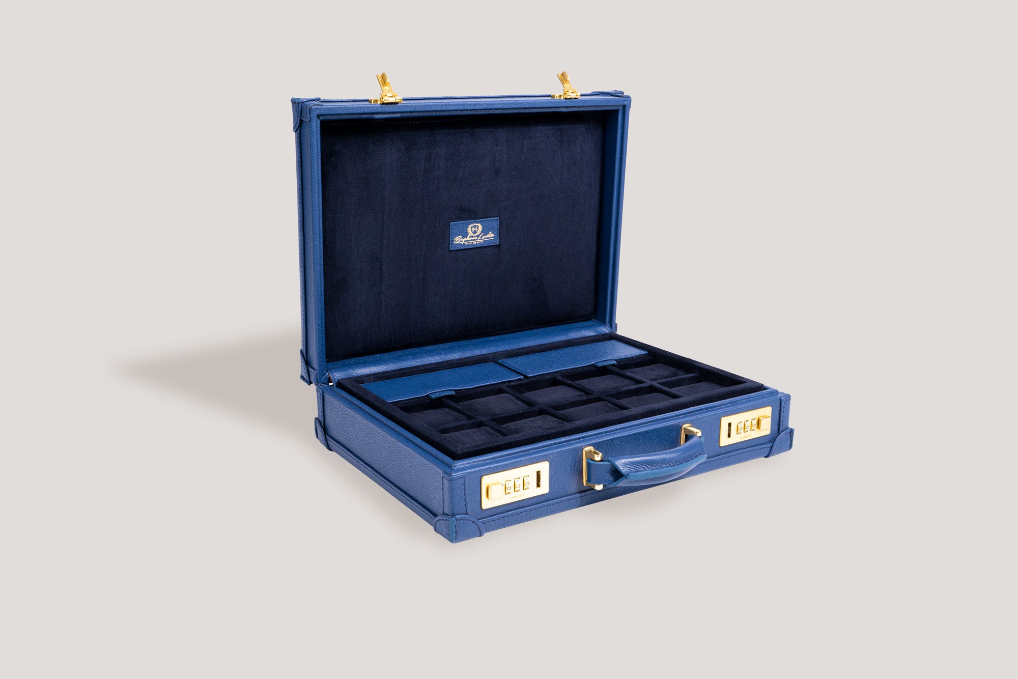 Watch Collector Case Combination Lock-Saffiano Navy Blue