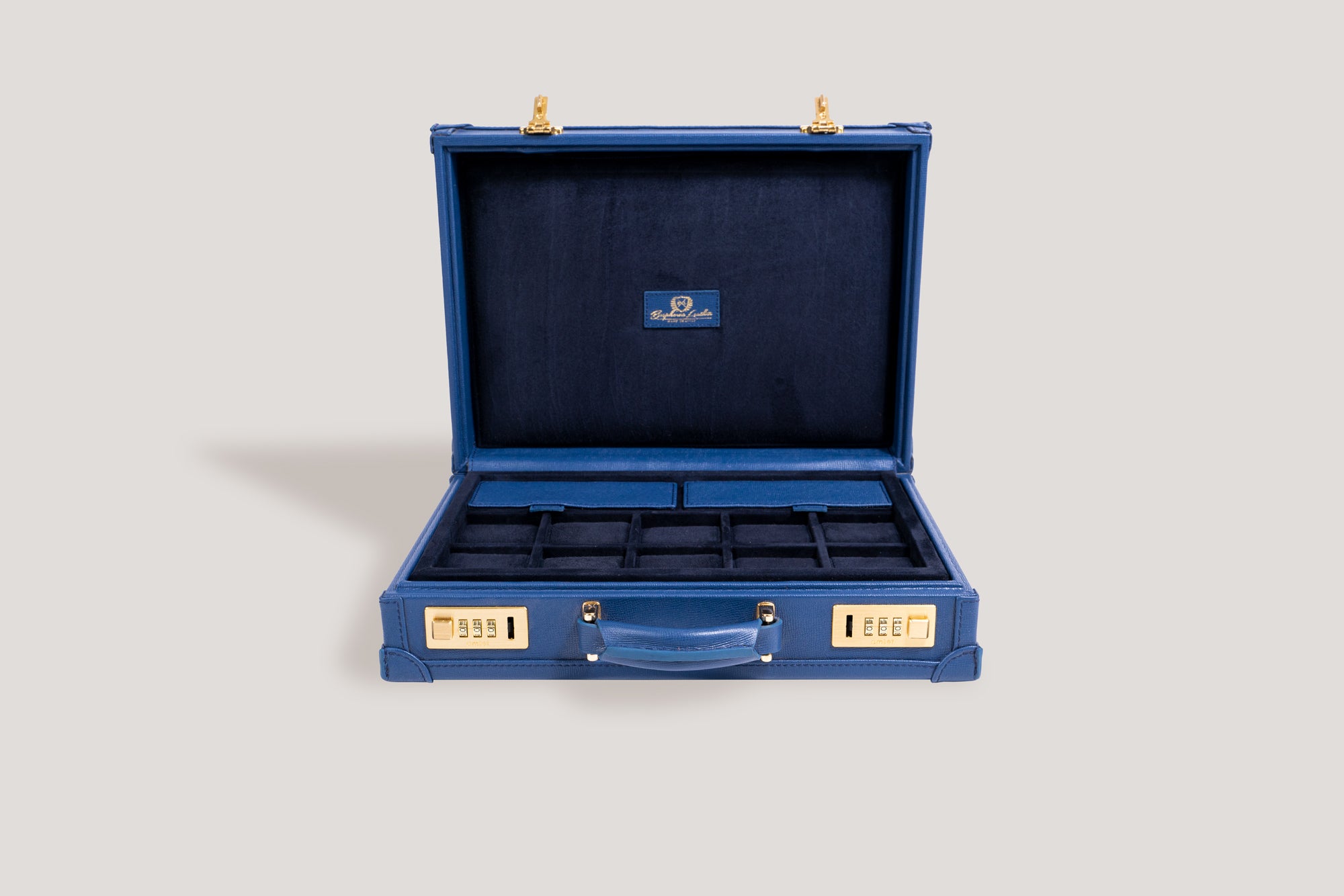 Watch Collector Case Combination Lock-Saffiano Navy Blue