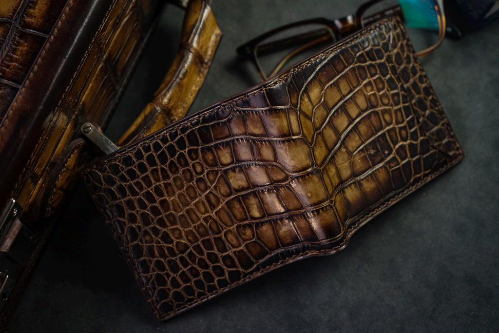 Leather Handpainted Crocodile Wallet (2614807494741)